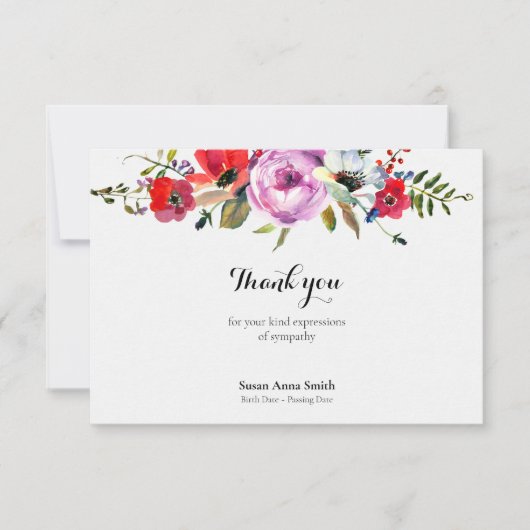 葬儀サンキューカード |フォレストの花模様 サンキューカード (正面)