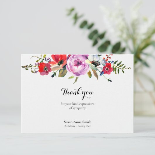 葬儀サンキューカード |フォレストの花模様 サンキューカード (スタンド正面)