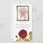 葬儀サンキューカード |レッドローズ&写真 サンキューカード (正面)