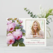 葬儀サンキューカード |ヴィンテージピンクローズ 招待状 (スタンド正面)