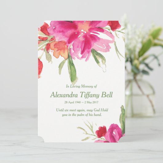 葬儀サンキューカード |水彩花模様注 サンキューカード (スタンド正面)