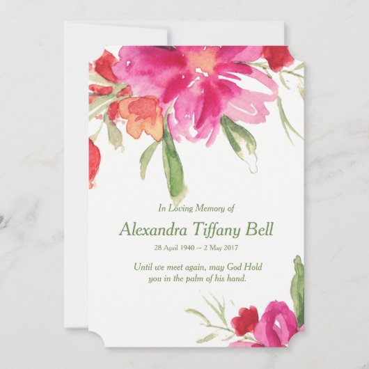 葬儀サンキューカード |水彩花模様注 サンキューカード (正面)