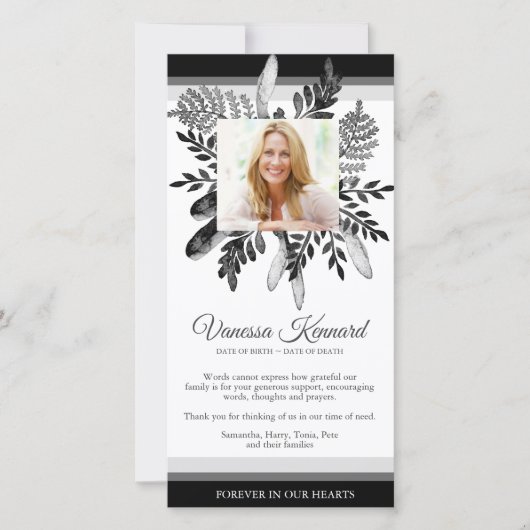 葬儀サンキューカード | 花模様 サンキューカード (正面)