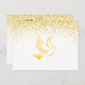 葬儀サンキューカード-金ゴールド鳩とフェイクグリッター ポストカード (正面/裏面)