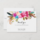 葬儀サンキューカード | Boho羽と花 サンキューカード (正面)