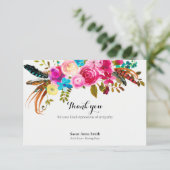 葬儀サンキューカード | Boho羽と花 サンキューカード (スタンド正面)