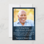 葬儀サンキューフォト悔やみや弔慰ブルーマーブル サンキューカード (正面)