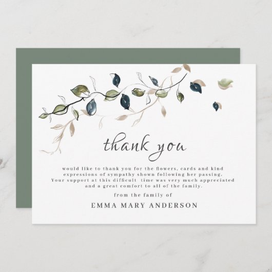 葬儀サンキューボタニカルカーエレガントド サンキューカード (正面/裏面)