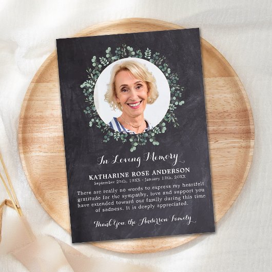 葬儀サンキューユーカリ悔やみや弔慰石板写真 サンキューカード