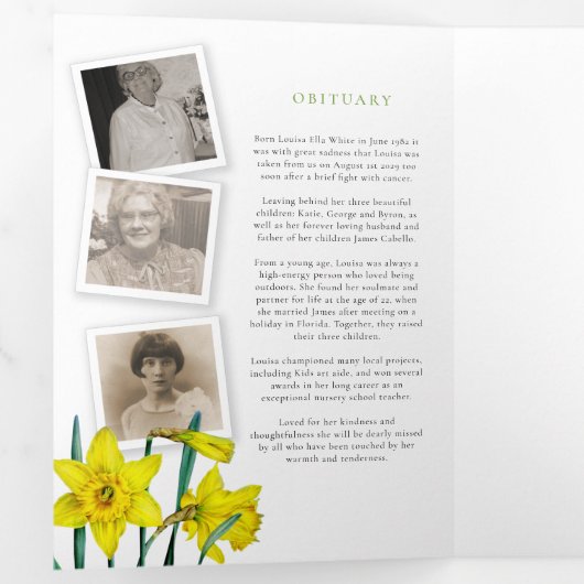 葬儀サービス春黄色の水仙の写真 三つ折りプログラム (内部最初)