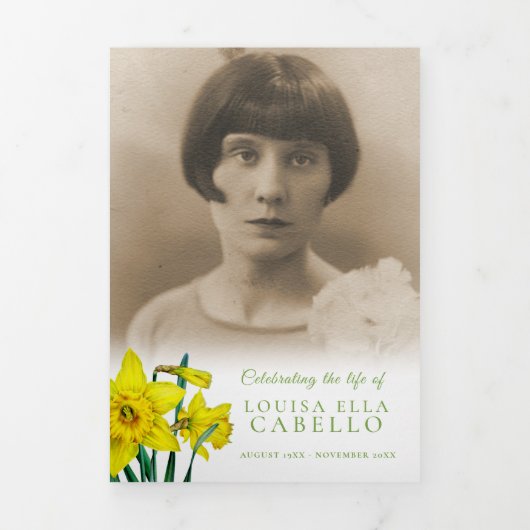 葬儀サービス春黄色の水仙の写真 三つ折りプログラム (カバー)