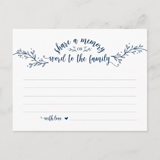 葬儀サービス、ネイビーブルー、共有メモリカード ポストカード (正面)