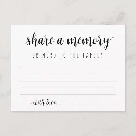 葬儀サービス、ブラックスクリプト、共有メモリカード ポストカード (正面)