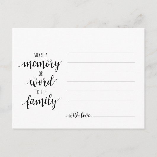 葬儀サービス、ブラックスクリプト、共有メモリカード ポストカード (正面)