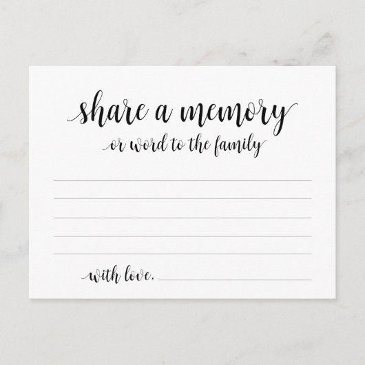 葬儀サービス、ブラックスクリプト、共有メモリカード ポストカード (正面)