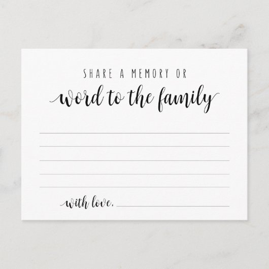 葬儀サービス、ブラックスクリプト、共有メモリカード ポストカード (正面)