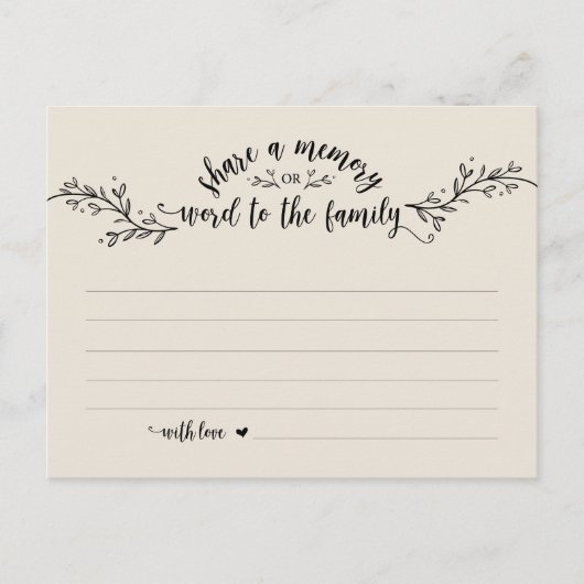 葬儀サービス，素朴クリーム，共有メモリカード ポストカード (正面)