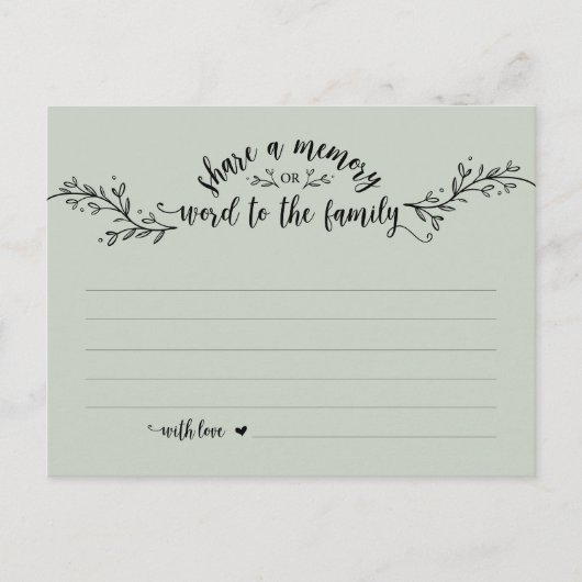 葬儀サービス、素朴セージ、共有メモリカード ポストカード (正面)