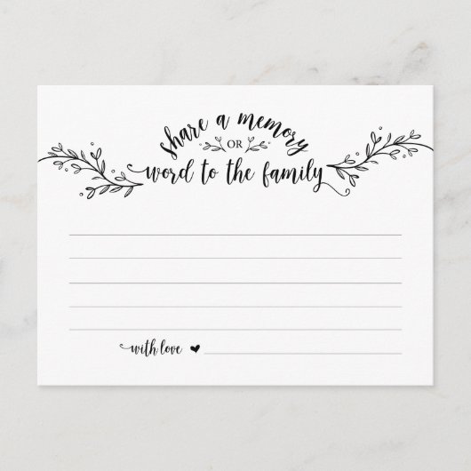 葬儀サービス、素朴ブラック、共有メモリカード ポストカード (正面)
