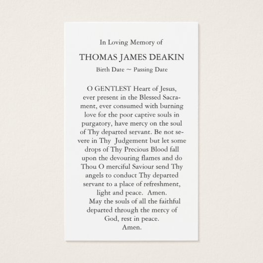 葬儀シースケープメモリアル祈りの言葉共感表 (裏面)