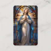 葬儀ステンドグラスメアリー祈りの言葉同情カード 名刺 (正面)