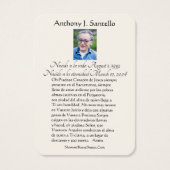 葬儀スペインのカトリックイエズメモリアル祈りの言葉 (裏面)