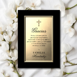 葬儀スペインのクロス金ゴールドブラック写真ありがとう カード