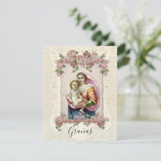 葬儀スペインの悔やみや弔慰の宗教感謝 サンキューカード (スタンド正面)