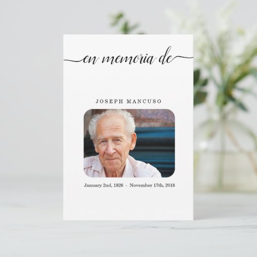 葬儀スペインの祈りの言葉カードメモリアルサービスカード エンクロージャーカード (スタンド正面)