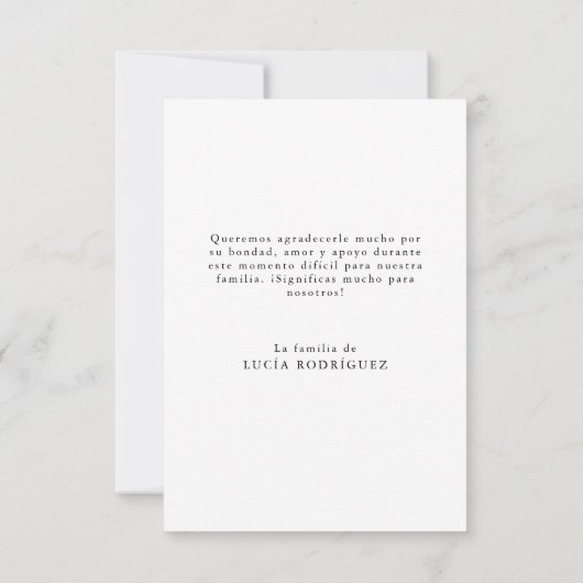 葬儀スペインの記念悔やみや弔慰写真 サンキューカード (裏面)