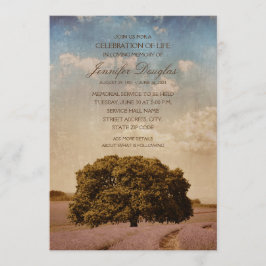 葬儀ツリー·ラベンダー記念アナウンスカード 招待状