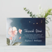 葬儀ネイビーブルーエレガントフローラサンキューカード サンキューカード (スタンド正面)