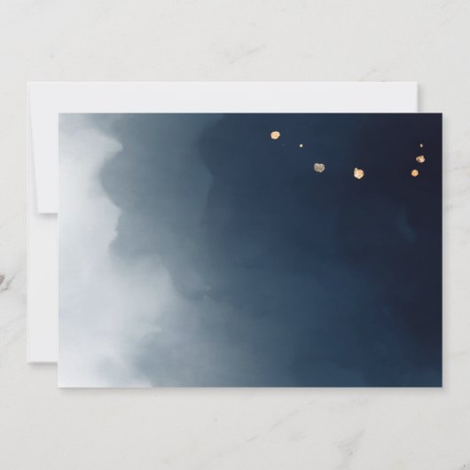 葬儀ネイビーブルーエレガントフローラサンキューカード サンキューカード (裏面)