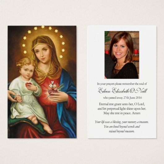 葬儀ハートメアリ記念祈りの言葉共感表 (正面&裏面)