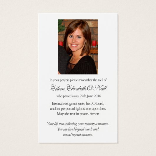 葬儀ハートメアリ記念祈りの言葉共感表 (裏面)