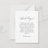 葬儀ハート台本悔やみや弔慰メモリアルありがとう ノートカード (裏面)