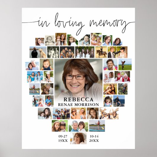 葬儀ハート40フォトコラージスクリプトのメモリ内 ポスター (正面)