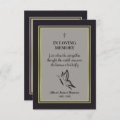 葬儀バタフライやる気を起こさせる引用文メモリアル ノートカード (正面/裏面)