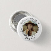 葬儀バッジのミニマルエレガントな写真デザイン 缶バッジ (正面&裏面)