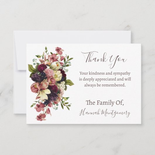 葬儀パーソナライズされたと悔やみや弔慰サンキューカード ノートカード (正面)