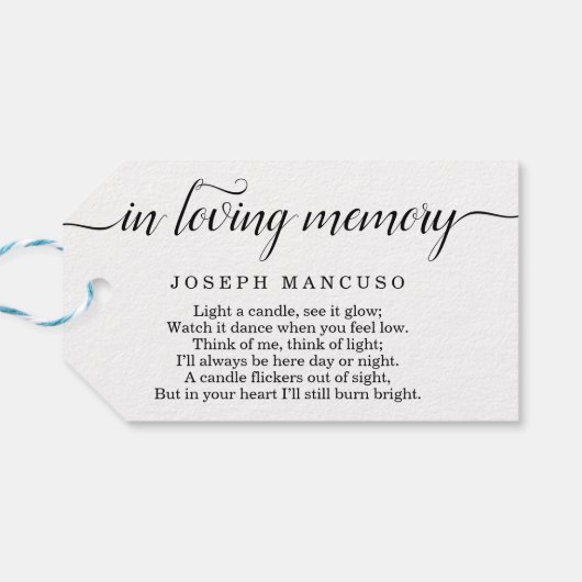 葬儀パーソナライズされたメッセージカード ギフトタグ (裏面横)