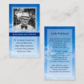 葬儀パーソナライズされた祈りの言葉モダン引用文ブルースカイ エンクロージャーカード (正面/裏面)