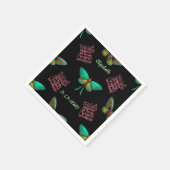 葬儀パーソナライズされた蝶の天使 スタンダードカクテルナプキン (角)