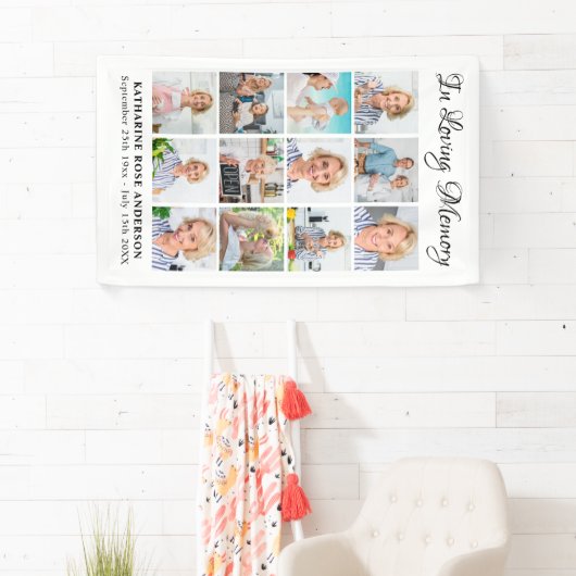 葬儀パーソナライズされた12写真記念 横断幕 (インサイチュ)