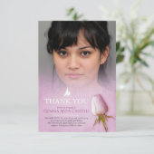 葬儀パープルバラ写真家族サンキューカード サンキューカード (スタンド正面)