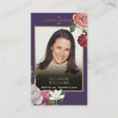 葬儀パープルフローラフォト祈りの言葉カード 名刺 (正面)