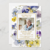 葬儀パープルブルー&イエローメモリアル 招待状 (正面/裏面)