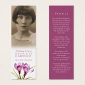 葬儀パープル春クロッカス詩の写真ブックマーク (正面&裏面)