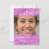 葬儀ピンクのソフトバラ写真ファミリーサンキューカード サンキューカード (正面)
