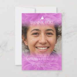 葬儀ピンクのソフトバラ写真ファミリーサンキューカード サンキューカード